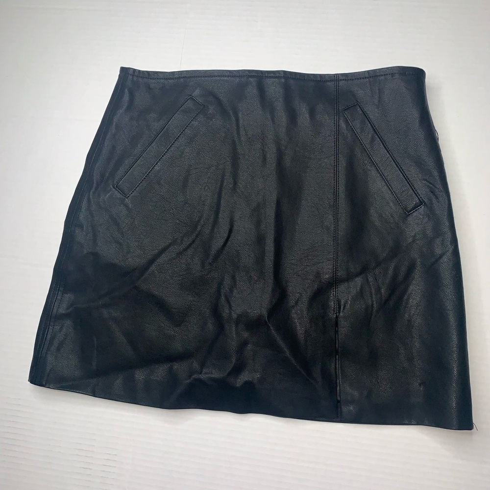 Olivaceous Black Faux Leather Mini Skirt